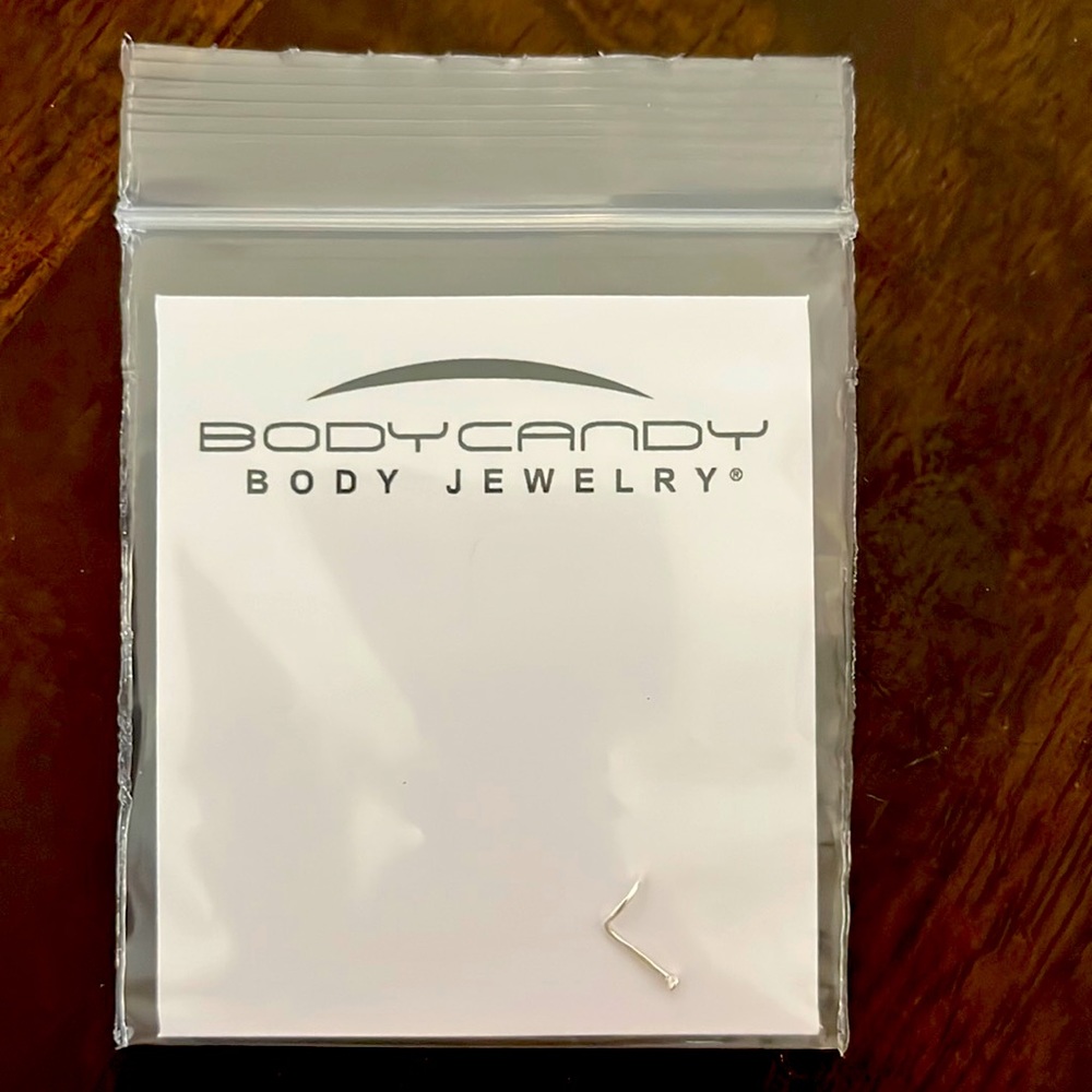 Sterling silver nose ring with 1.2mm CZ accent